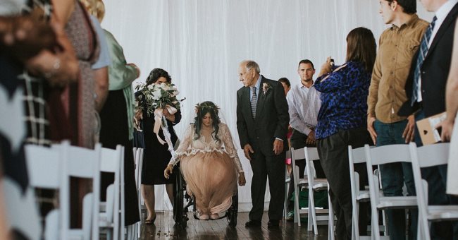 醫生說沒機會站起來，新娘婚禮中步入教堂