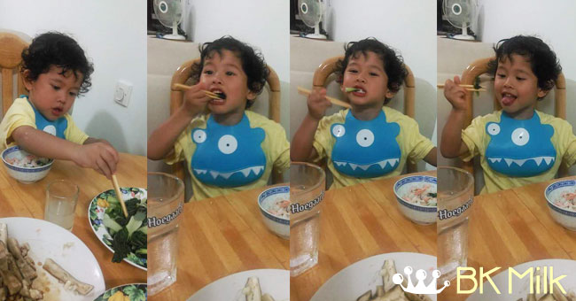 3歲1個月的某晚……在一剎那懂得用筷子