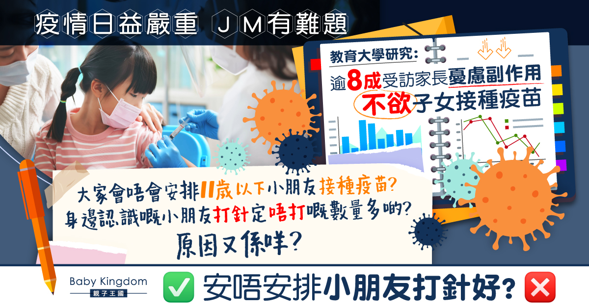 研究指逾8成家長不欲孩子接種疫苗 港媽求意見：打定唔打？
