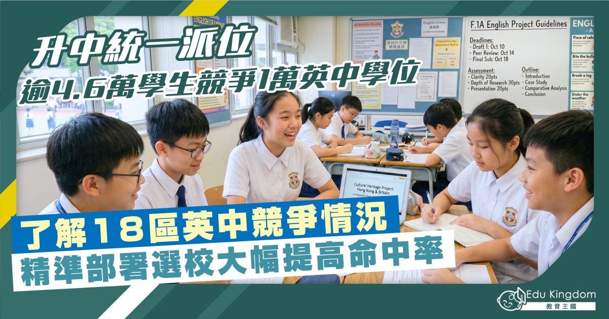 【升中統一派位】逾4.6萬學生競爭1萬英中學位 了解18區英中競爭情況 精準部署選校大幅提高命中率